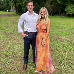 Avanti Orange and Pink Maxi Dress